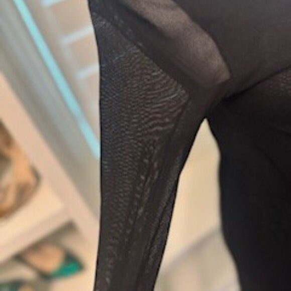 Black Long Sleeve Sheer Wrap Dress - Picture 3 of 5